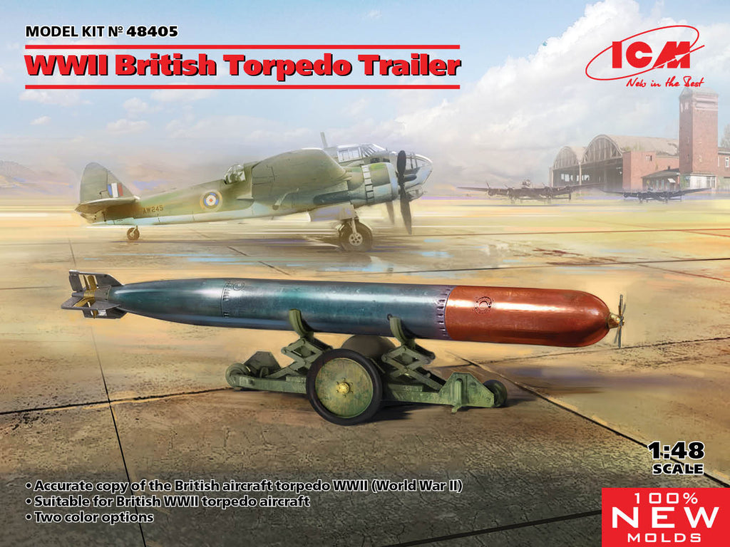 ICM - 48405 - WWII British Torpedo and Trailer - 1:48