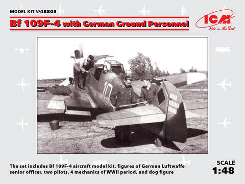 ICM 48805 - Messerschmitt Bf-109F-4 with German Ground Personnel - 1:48