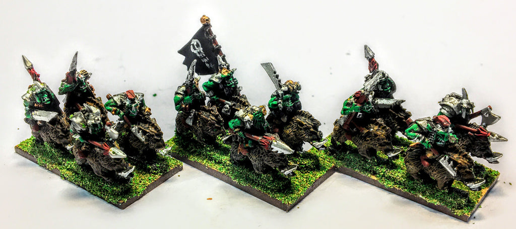 Orcs Boar Riders - 10mm - Warmaster - PAINTED