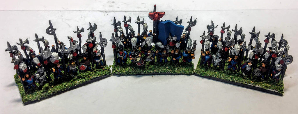 Empire Halberdiers (with original bases) Blue Flag - 10mm - Warmaster - PAINTED