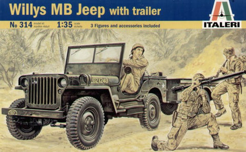 Italeri - 0314 - Willys Jeep with Trailer - 1:35