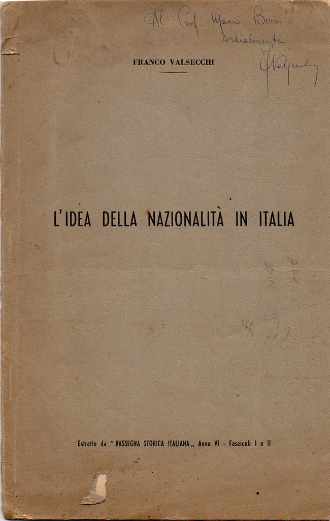 L'idea della nazionalità in Italia (Franco Valsecchi) - LIBRI
