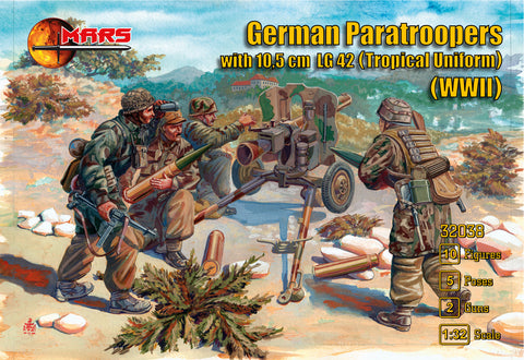 Mars - 32038 - German Paratroopers with 10,5cm tropical uniform (WWII) - 1:32