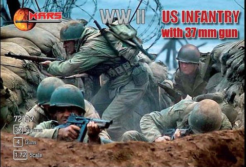 Mars - 72017 - US Infantry with 37mm Gun (WWII) - 1:72
