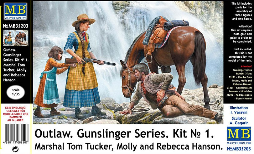 Master Box - 35203 - Outlaw Gunslinger 1 Marshal Tom,Tucker & Molly - 1:35