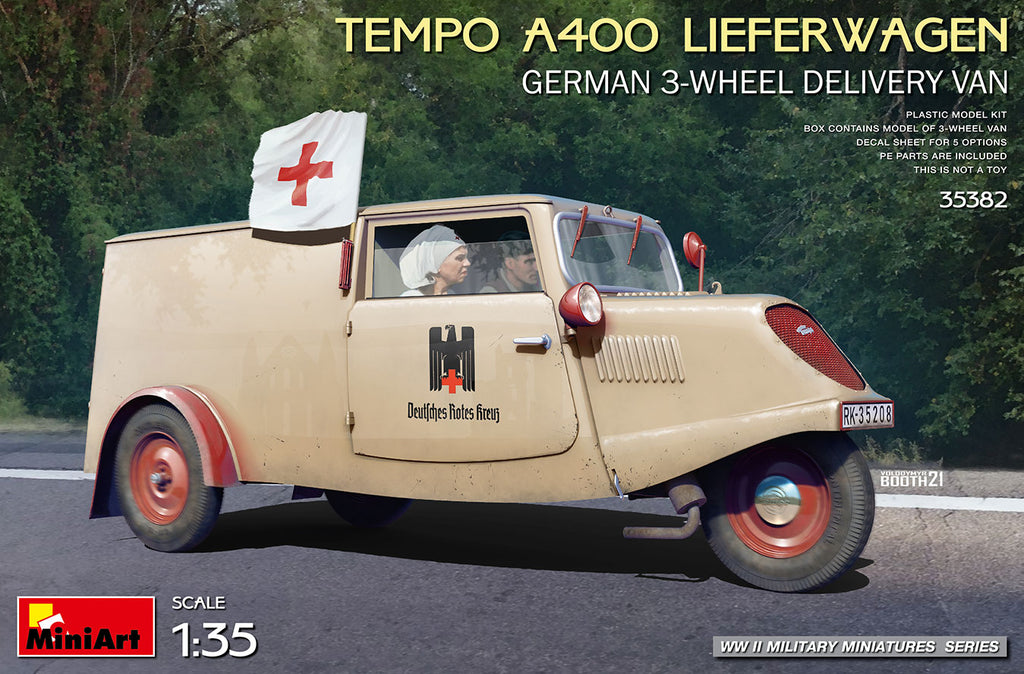 TEMPO A400 LIEFERWAGEN. GERMAN 3-WHEEL DELIVERY VAN - 1:35 - Mini Art - 35382