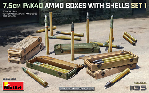 Mini Art - MT35398 - 7.5CM PAK.40 AMMO BOXES WITH SHELLS SET 1 - 1:35