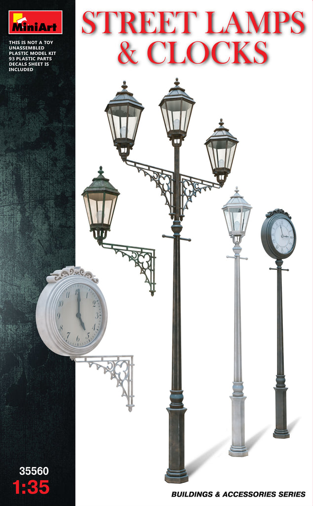 Mini Art - 35560 - assorted Street Lamps & Clocks - 1:35