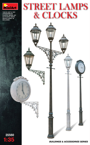 Mini Art - 35560 - assorted Street Lamps & Clocks - 1:35