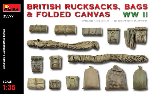 BRITISH RUCKSACKS, BAGS & FOLDED CANVAS WWII - 1:35 - Mini Art - 35599 - @