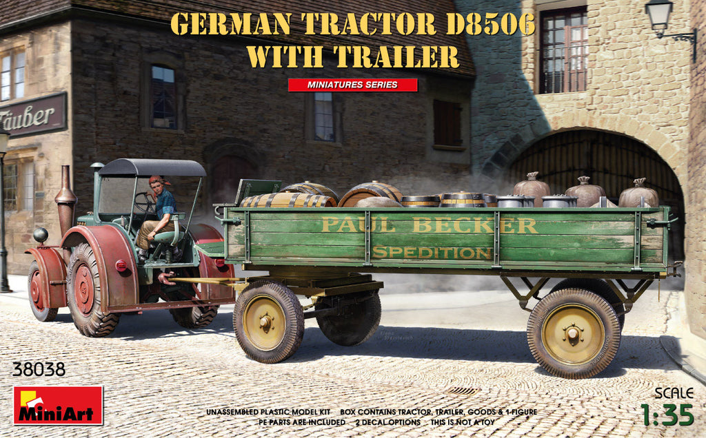Tamiya - 38038 - GERMAN TRACTOR D8506 WITH TRAILER - 1:35
