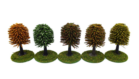 Trees - Mixed colours (25mm) with bases and flocage (Type 3) - PECO
