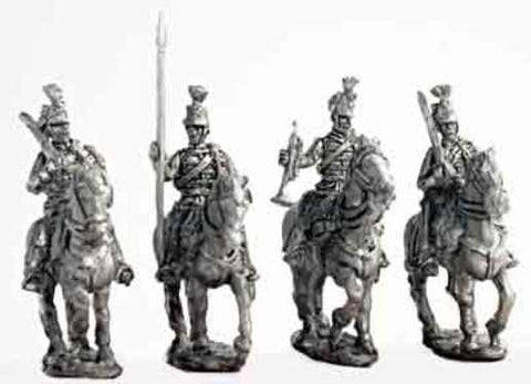 Mirliton - Austrian Hussar command group walking (italian war of independence) - 15mm