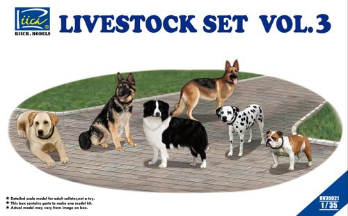 Riich Models - 35021 - Livestock Set Vol.3 (six dogs) - 1:35