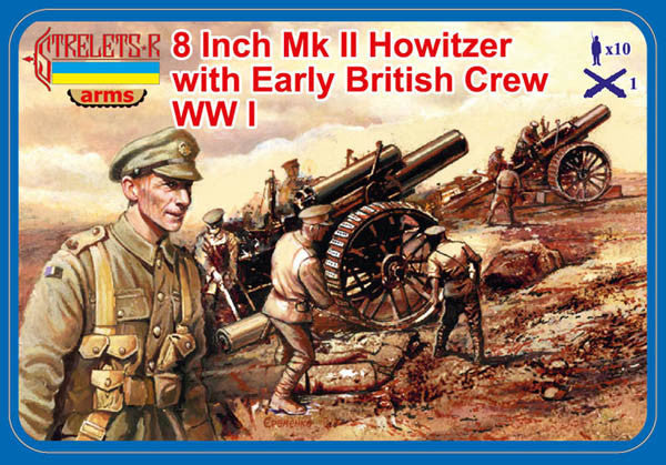 Strelets - A003 - 8 Inch Mk II Howitzer with early British crew WWI - 1:72