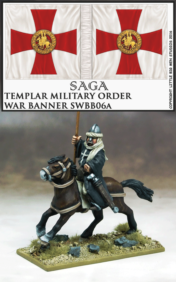 Military order war banner & bearer (templar) - 28mm - SAGA - SWBB06t