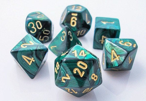 Chessex - 27415 - Scarab Jade w/gold - Polyhedral  7 die set (16mm)