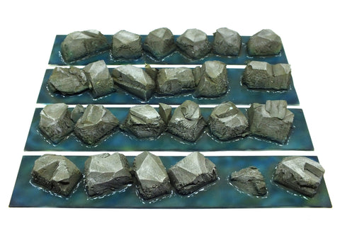 Row of rocks (length 24cm x Wide 5cm) - Scenery - PAINTED - @
