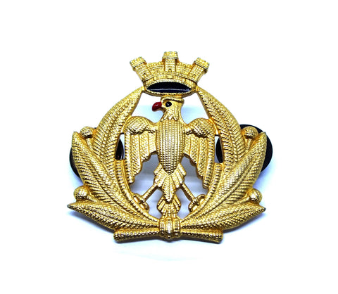 Militaria - Military Aeronautical Brooch with Hawk, Crown and Golden Leaves