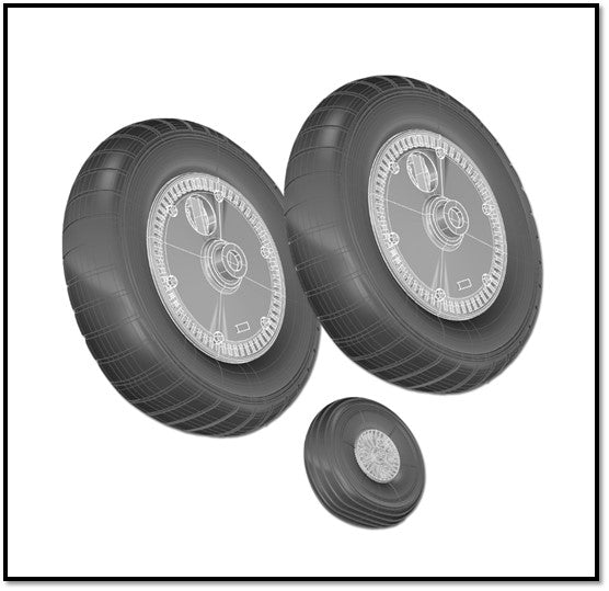 True Details P48222 - Messerschmitt Bf-109G WHEEL SET RIBBED THREAD WHEEL SET - 1:48