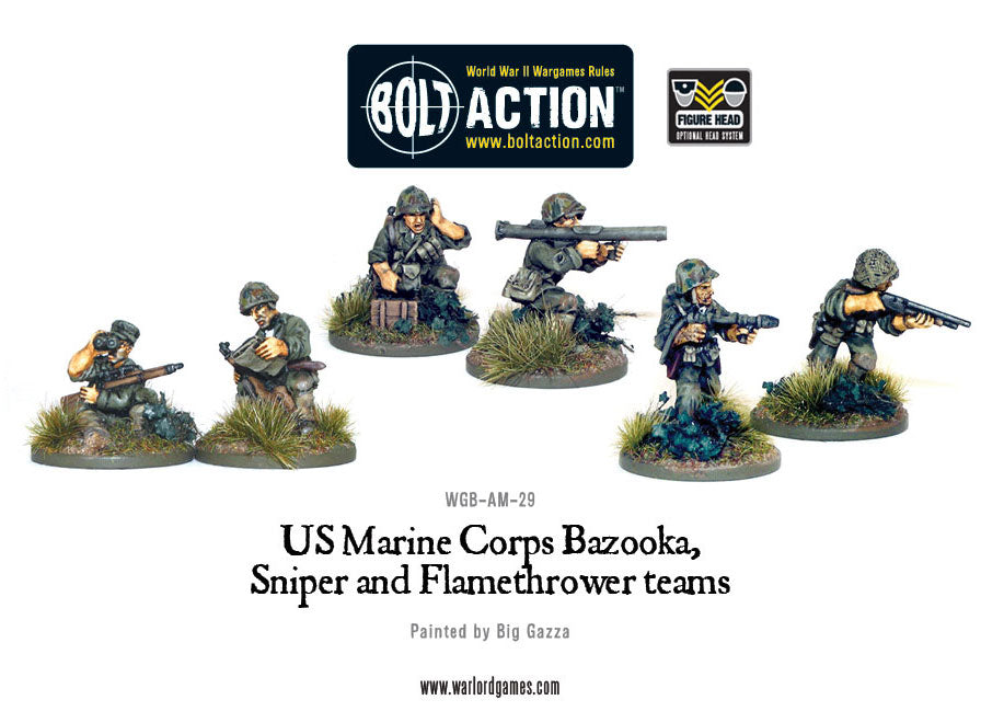 Warlord Games WGB-AM-29 - USMC Bazooka, Sniper & Flame Thrower Teams