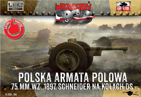 Schneider 75mm Polish Field Cannon on DS wheels - 1:72 - First to Fight - 045 - @