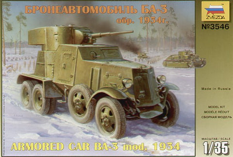 Zvezda - 3546 - Soviet BA-3 mod 1934 armoured car - 1:35