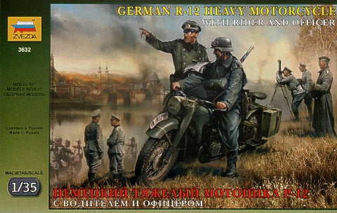German WWII R12 Motorcycle and 2 riders - 1:35 - Zvezda - 3632