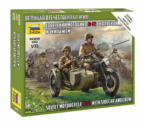 Soviet M-72 Motorcycle & Sidecar with Crew - 1:72 - Zvezda - 6277