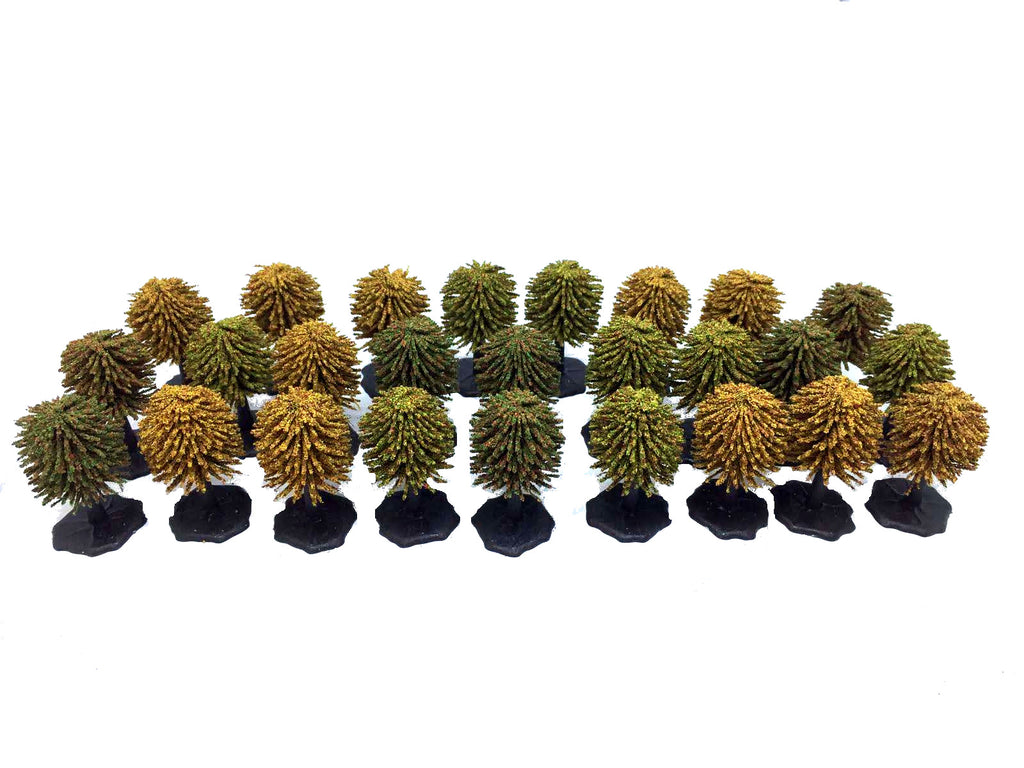 Trees mixed colours x 26 with bases (25mm height) - K&M - DX25 - CP@