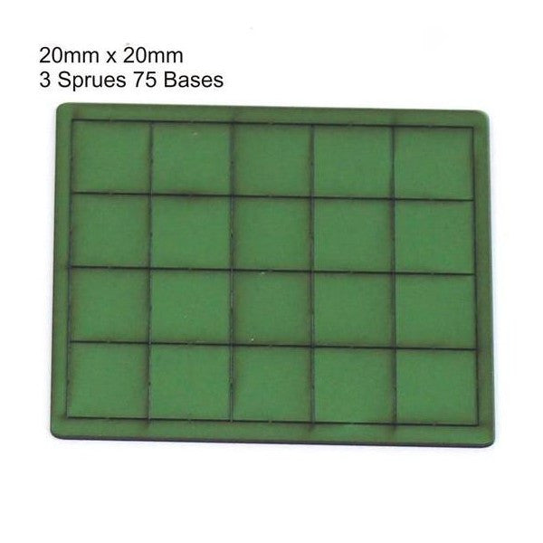4GROUND - Green primed bases 20x20 mm (60) - PBG-2020