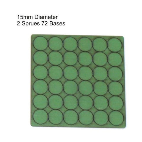 4GROUND - Green primed bases 15mm (72) - PBG-15D