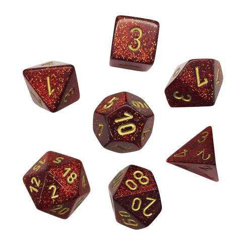 Chessex - 27504 - Glitter Polyhedral Ruby/gold