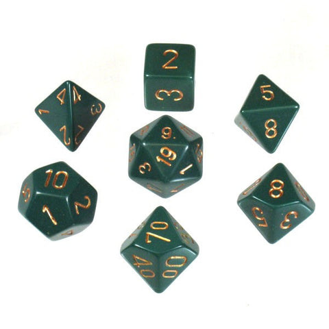 Chessex - 25415 - Dusty Grren w/gold - Polyhedral 7 die set