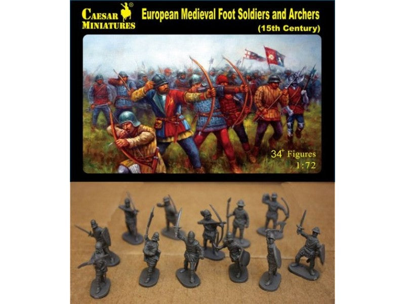 Europen Medieval foot soldiers and archers - Caesar Miniatures - H088 - 1:72