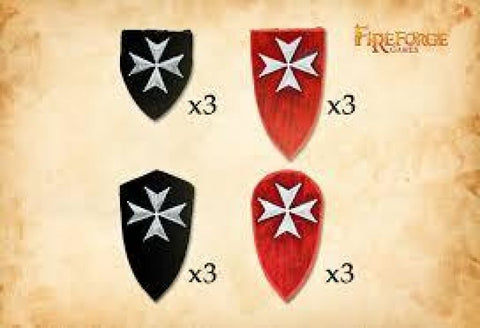 Fireforge - DVSH04 - Hospitaller Order shields 1 - 28mm