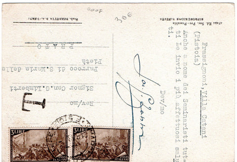 Francobolli Italia 1948 - Serie Risorgimento - 3 Lire x2 su Cartolina viaggiata