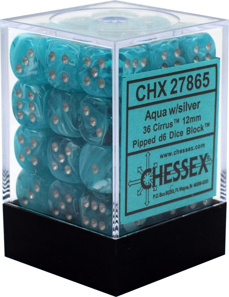 Cirrus Aqua w/silver - Dice Block (12mm) - Chessex - 27865 - @