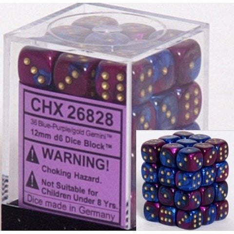 Chessex - 26828 - Blue-Purple w/gold - Dice block (12mm)