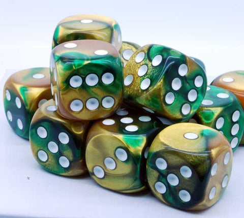 Chessex - 26625 - Gold-Green w/white - Dice Block (16mm)