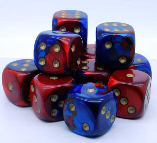 Chessex - 26829 - Blue-Red w/gold - Dice block (12mm) - 26829