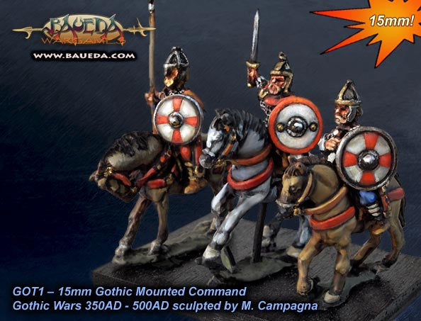 Baueda - Gothic mounted command - 15mm