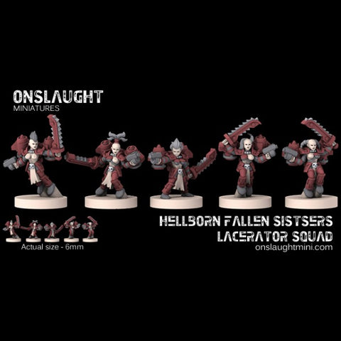 Onslaught Miniatures - Hellborn Fallen Sister Lacerator Squad - 6mm