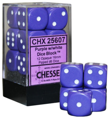 Chessex - 25607 - Purple w/white - dice set (16mm)