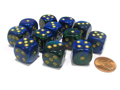 Chessex - 26636 - Blue-Green w/gold - Dice Block (16mm)