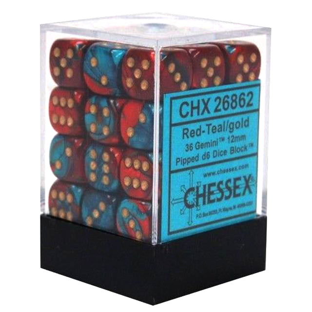 Chessex - 26862 - Gemini Polyhedral Red teal/gold - 12mm