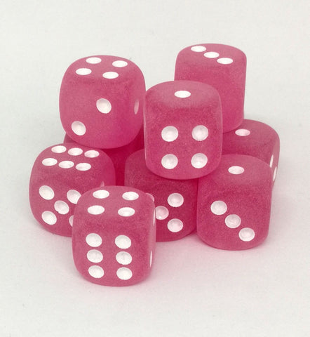Chessex - 27664 - Frosted Pink w/white - 16mm