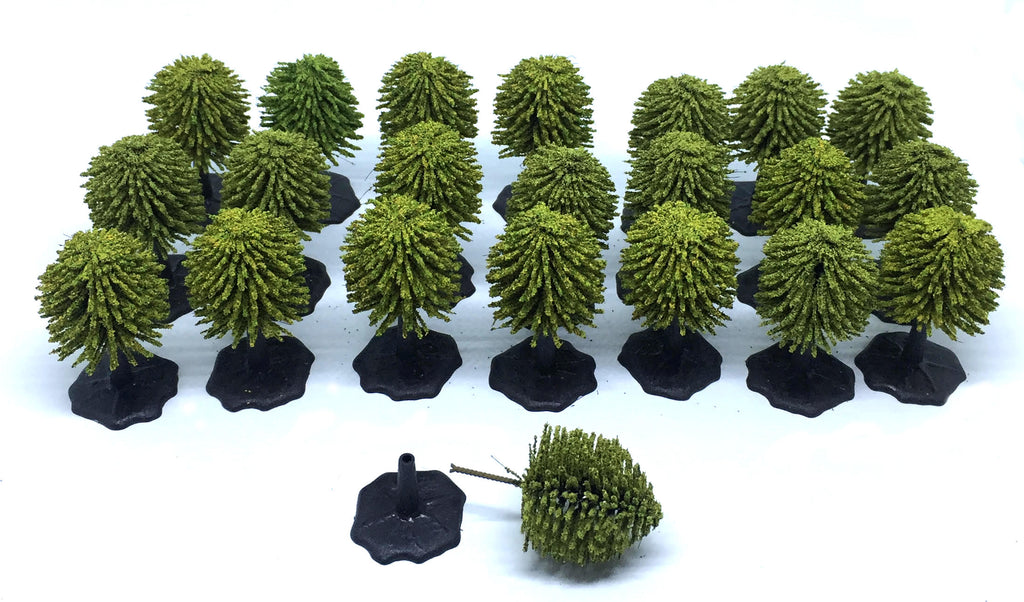 K&M - Trees olive green x 22 with bases (25mm height) - DX25 - CP@