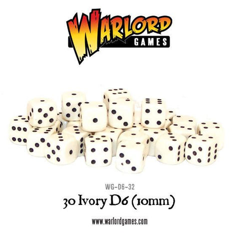 Warlord games - Bolt action - 30 Ivory D6 (10mm) - WG-D6-32